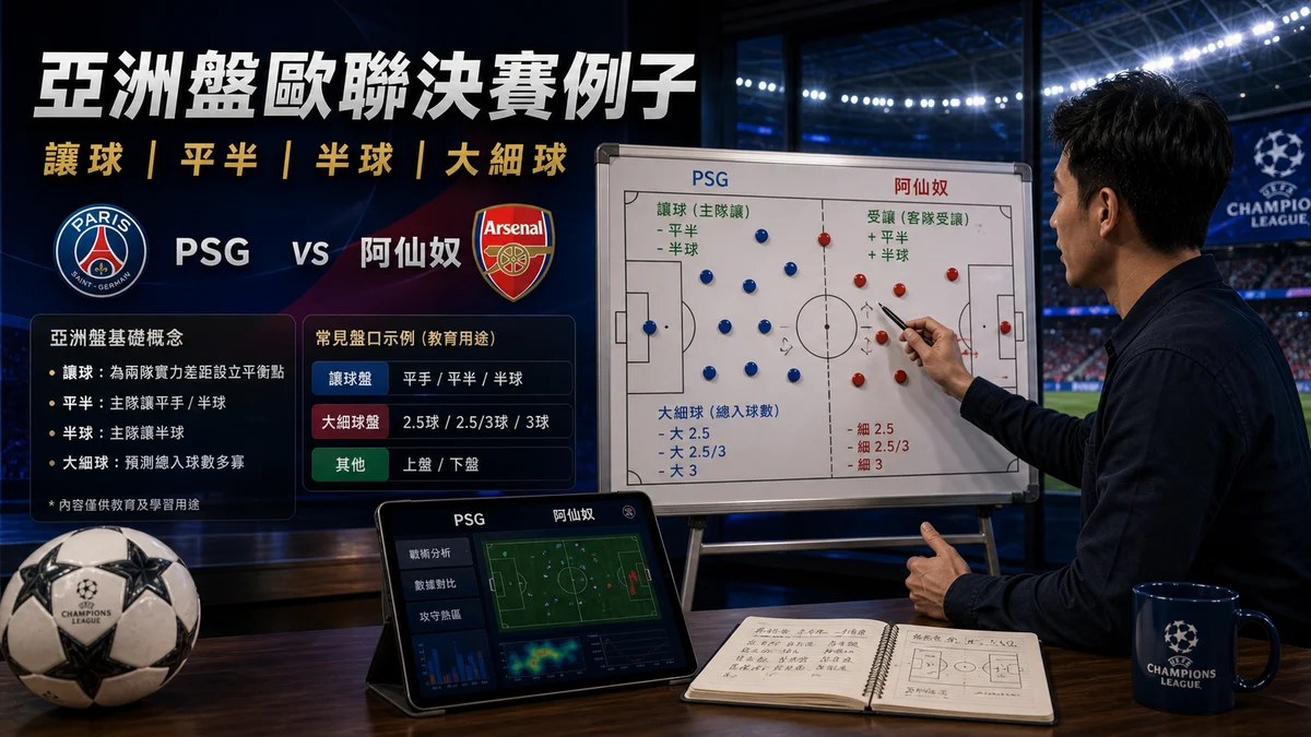 亞洲盤歐聯決賽例子:PSG對阿仙奴讓球、平半、半球與大細球怎樣理解 | GamePlus 體育資訊站