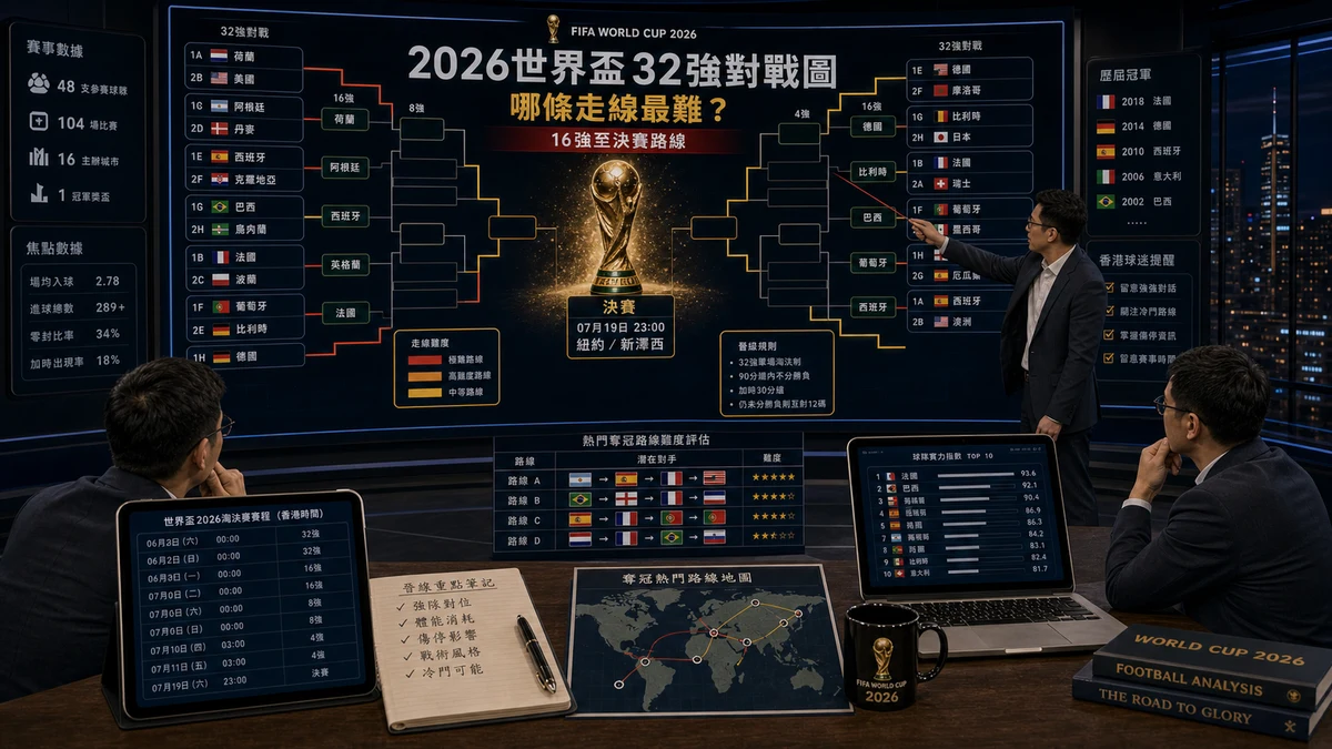2026世界盃32強對戰圖:哪條走線最難?16強至決賽路線一文看清