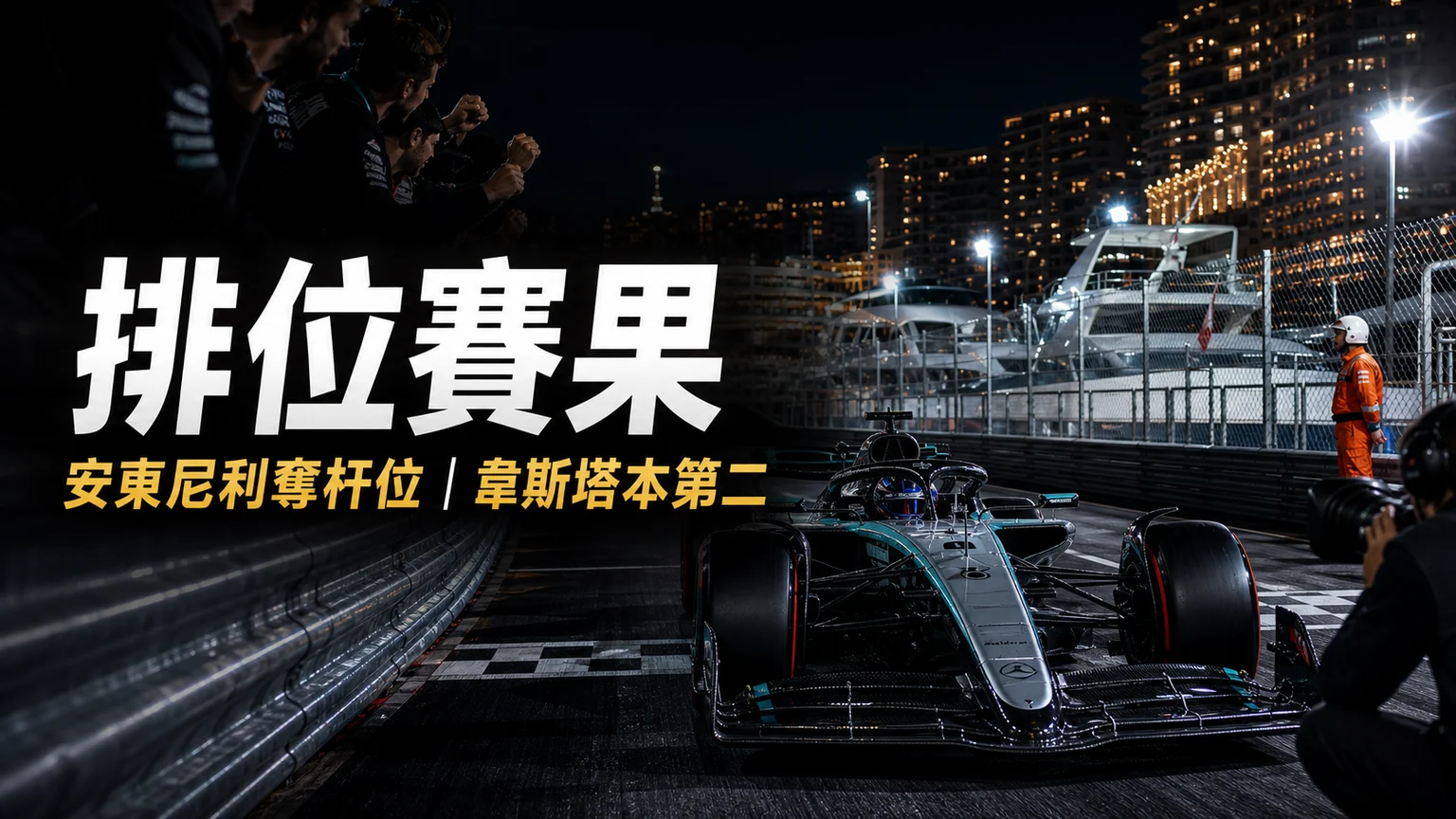 F1摩納哥站排位賽果：安東尼利奪杆位，韋斯塔本第二，咸美頓第三