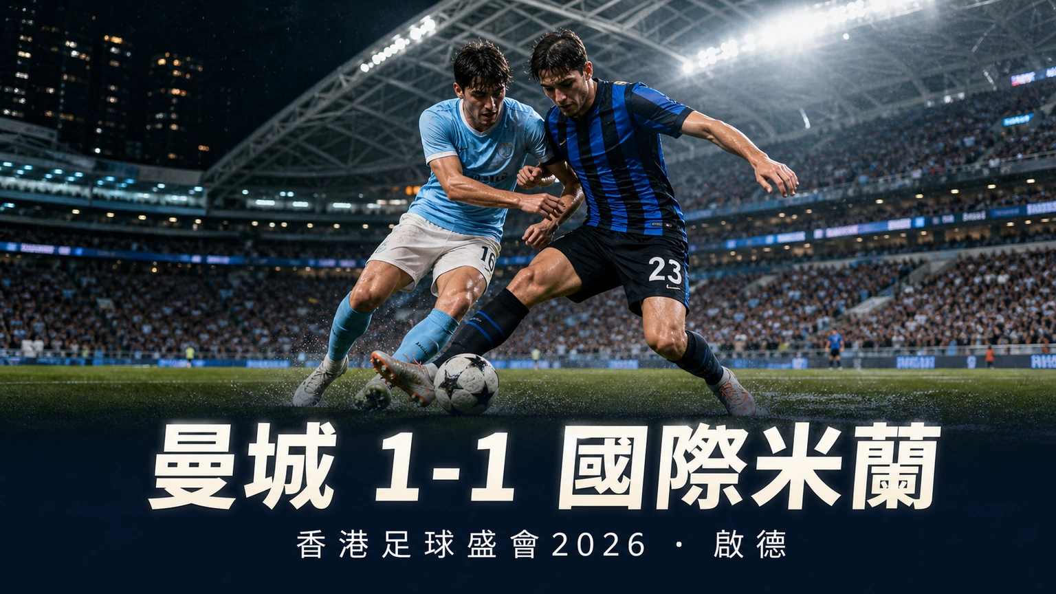 曼城對國際米蘭賽況、上陣陣容與賽果:啟德1:1,互射十二碼1:3不敵