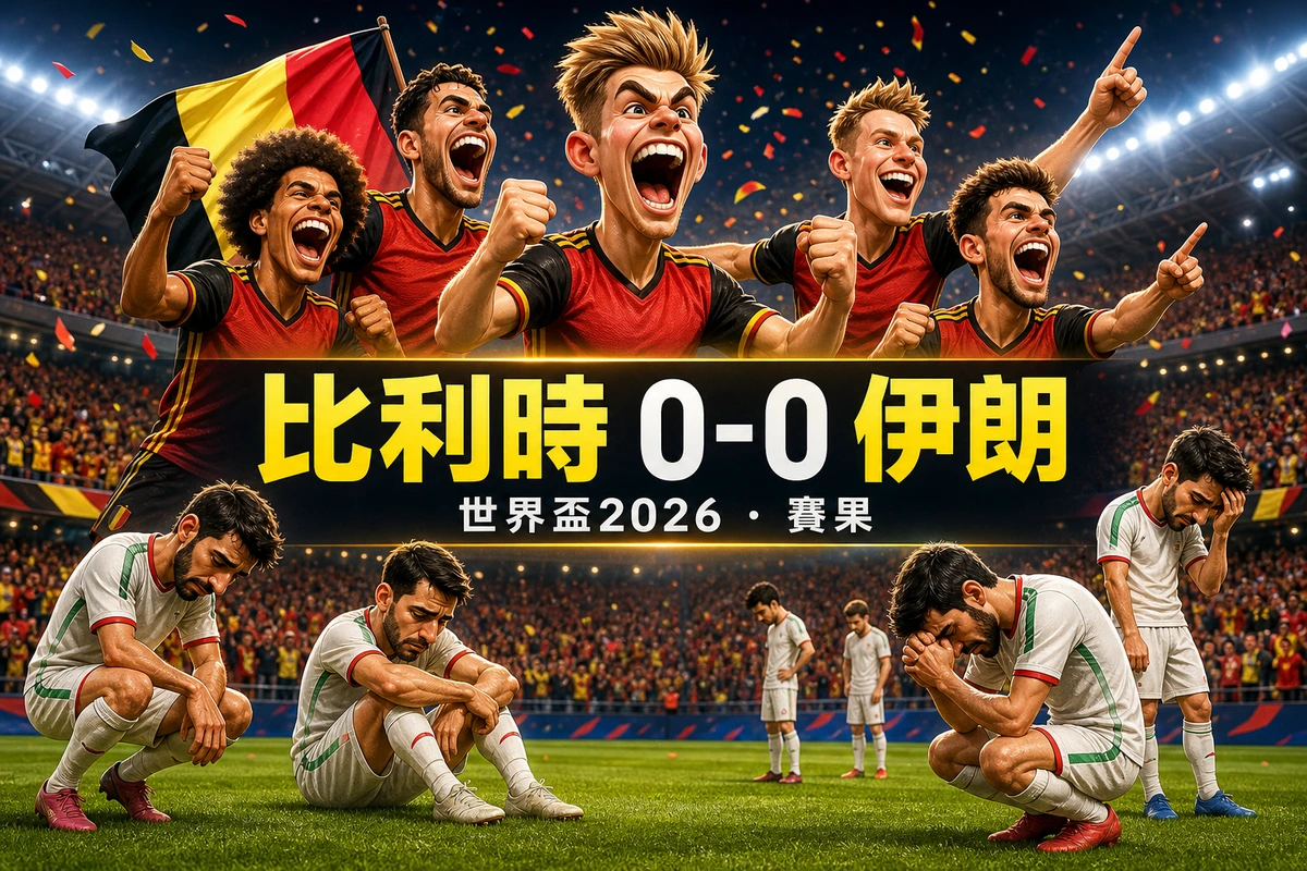 世界盃2026 比利時 0-0 伊朗賽果｜H組香港時間22/6 03:00 門將Beiranvand神撲守和
