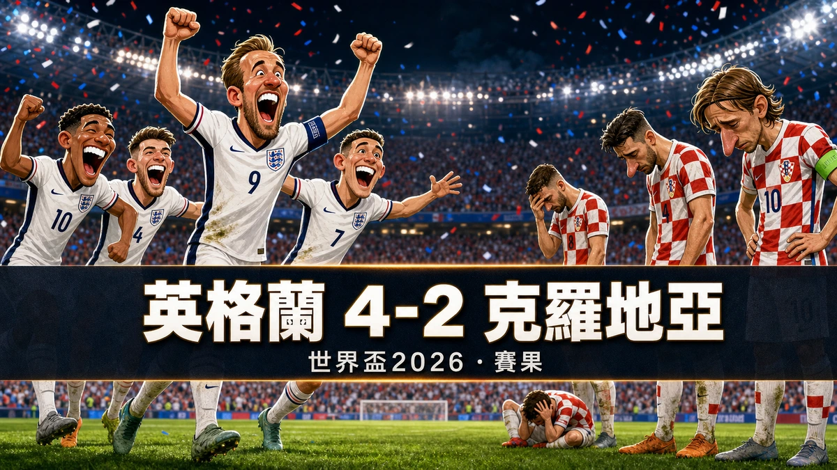 世界盃2026 英格蘭 4-2 克羅地亞賽果｜L組香港時間18/6 04:00 簡尼上半場梅開二度