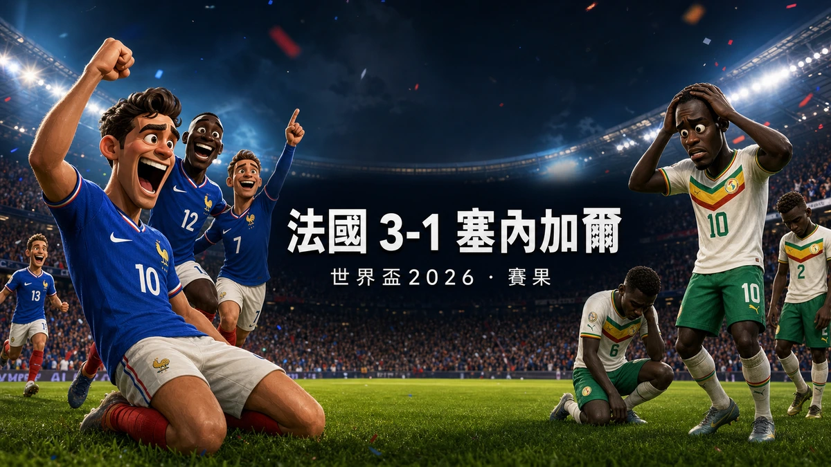 世界盃2026 法國 3-1 塞內加爾賽果｜I組香港時間17/6 03:00 麥巴比梅開二度破國家隊紀錄