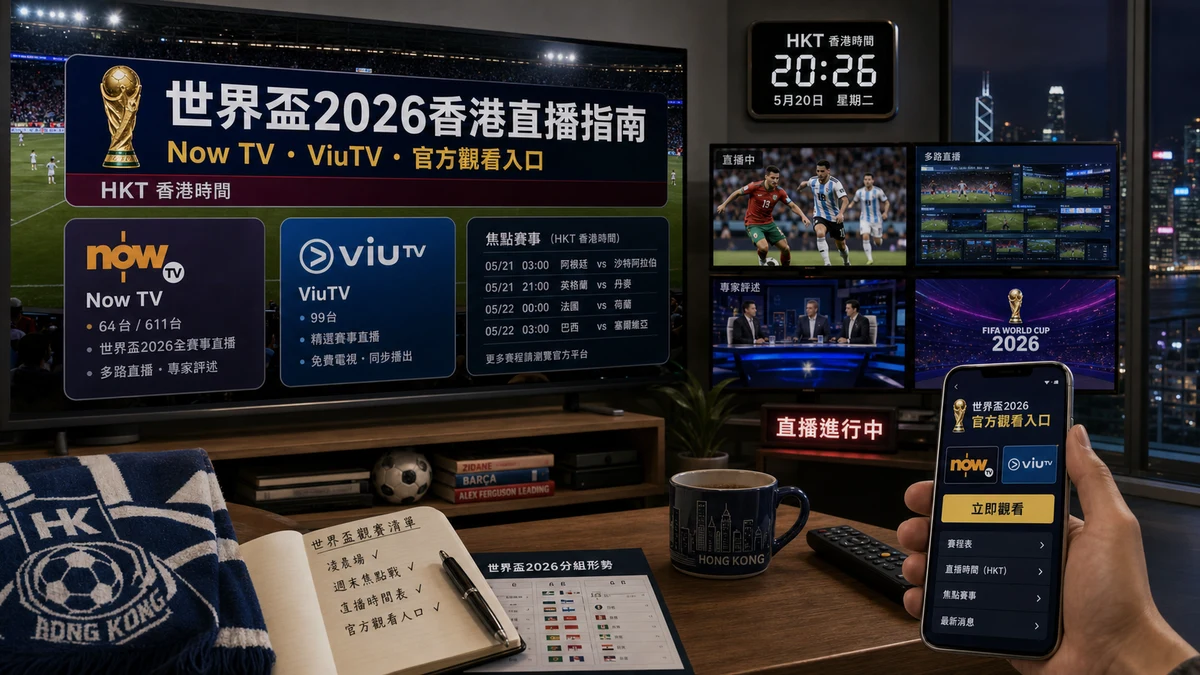 世界盃2026香港直播指南:Now TV、ViuTV、香港時間與官方觀看入口