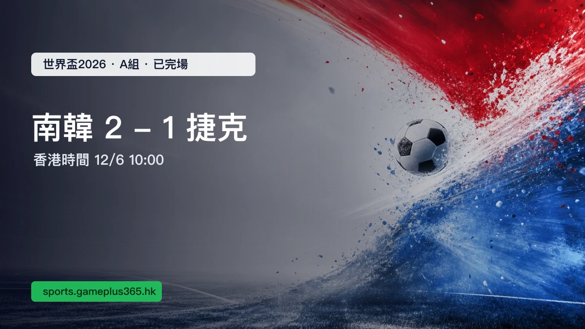 南韓2-1捷克賽果：A組亞洲代表首戰取三分（香港時間）