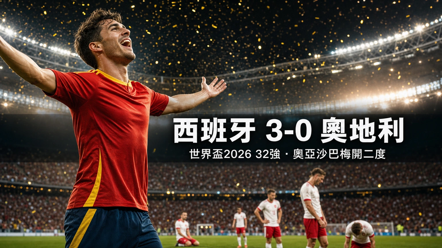 世界盃2026 西班牙 3-0 奧地利賽果｜32強奧亞沙巴梅開二度 波路頭槌建功 四戰零封晉級16強